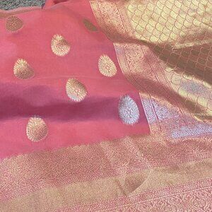 Soft Banarasi Saree in Pastel Pink with Rich Zari Border & Pallu Boutique